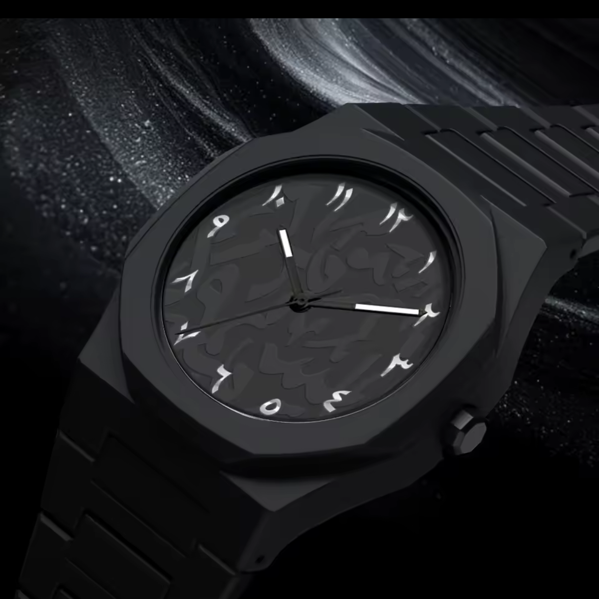 VELMONT Néo Noir - montre à cadran arabe monochrome